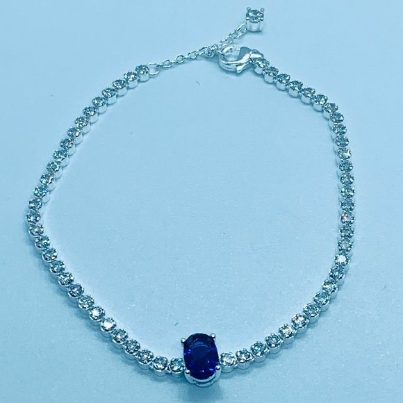 Pandora Sparkling Pave Tennis Bracelet BLUE STONE 590039C01 - Picture 2 of 6